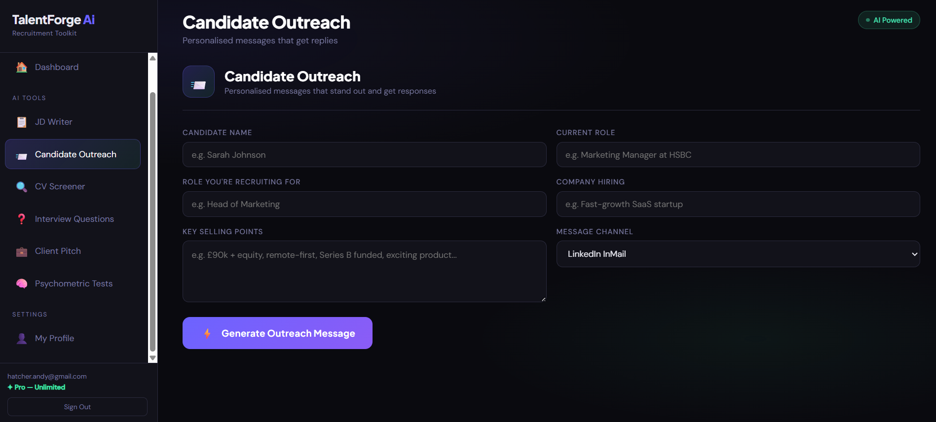 AI Candidate Outreach messages